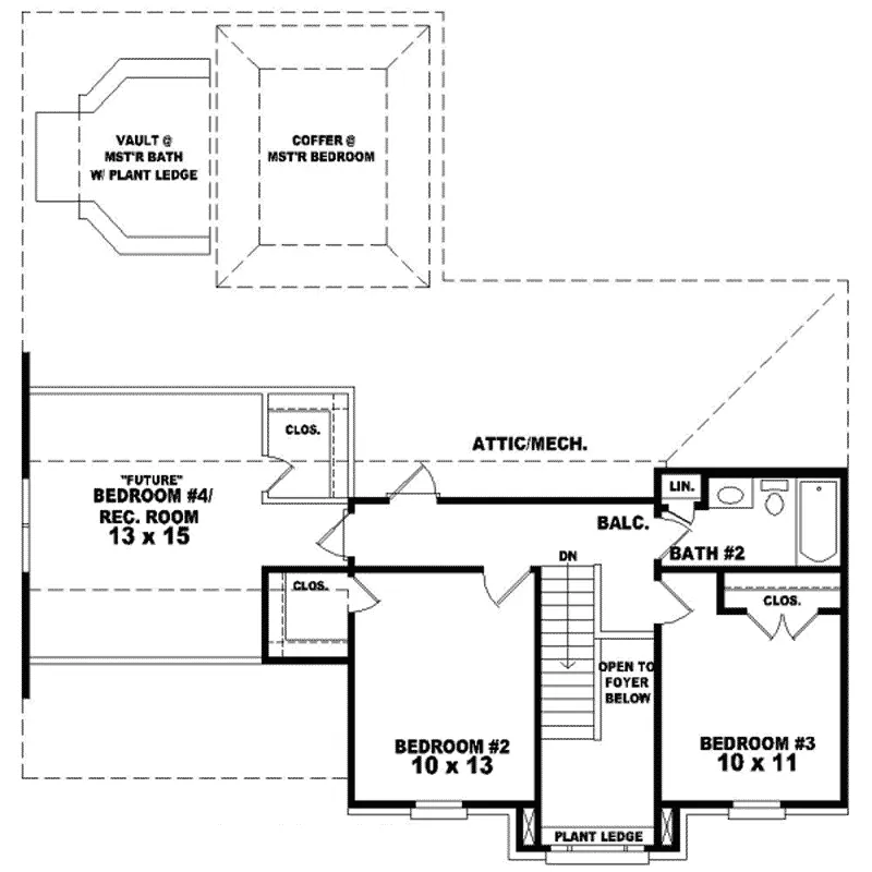 Southern House Plan Second Floor - Felton Plantation Georgian Home 087D-0249 - Search House Plans and More