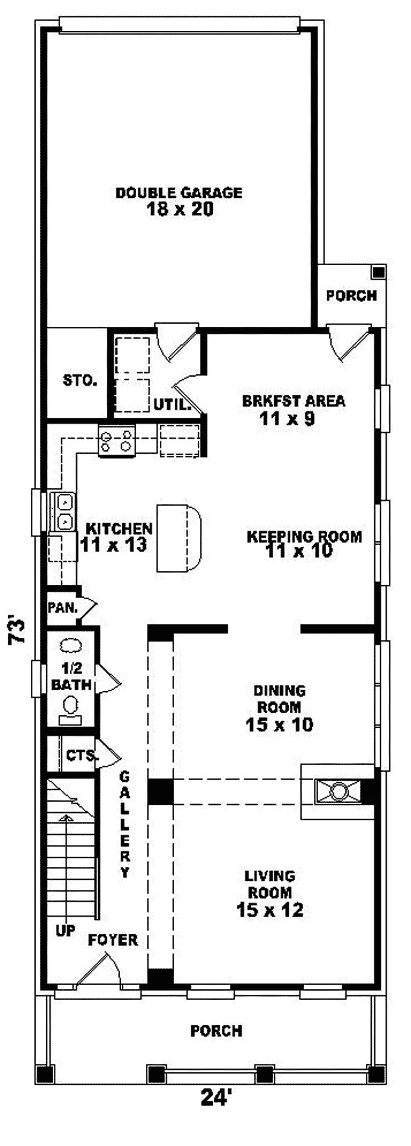 Colonial House Plan First Floor - Melanie Anne Southern Home 087D-0254 - Shop House Plans and More