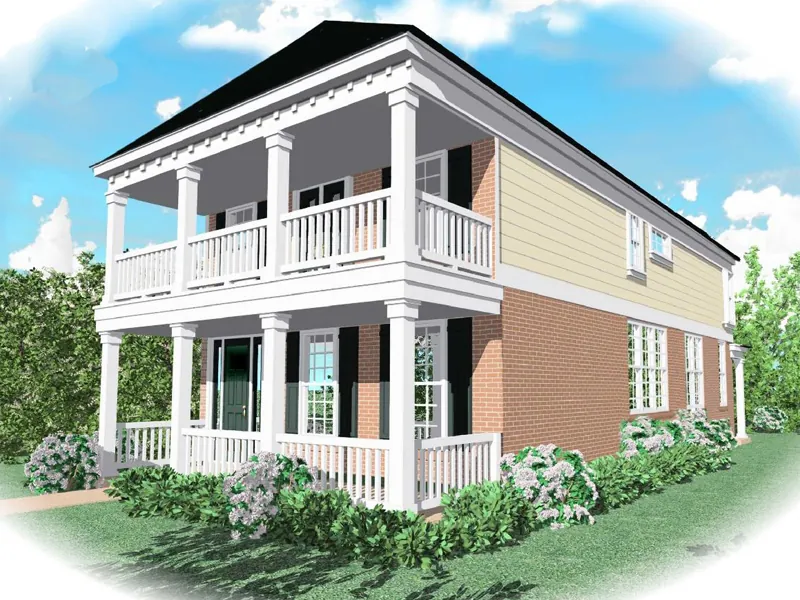 Southern Plantation Home Has Porch And Balcony Above