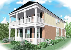 Southern Plantation Home Has Porch And Balcony Above