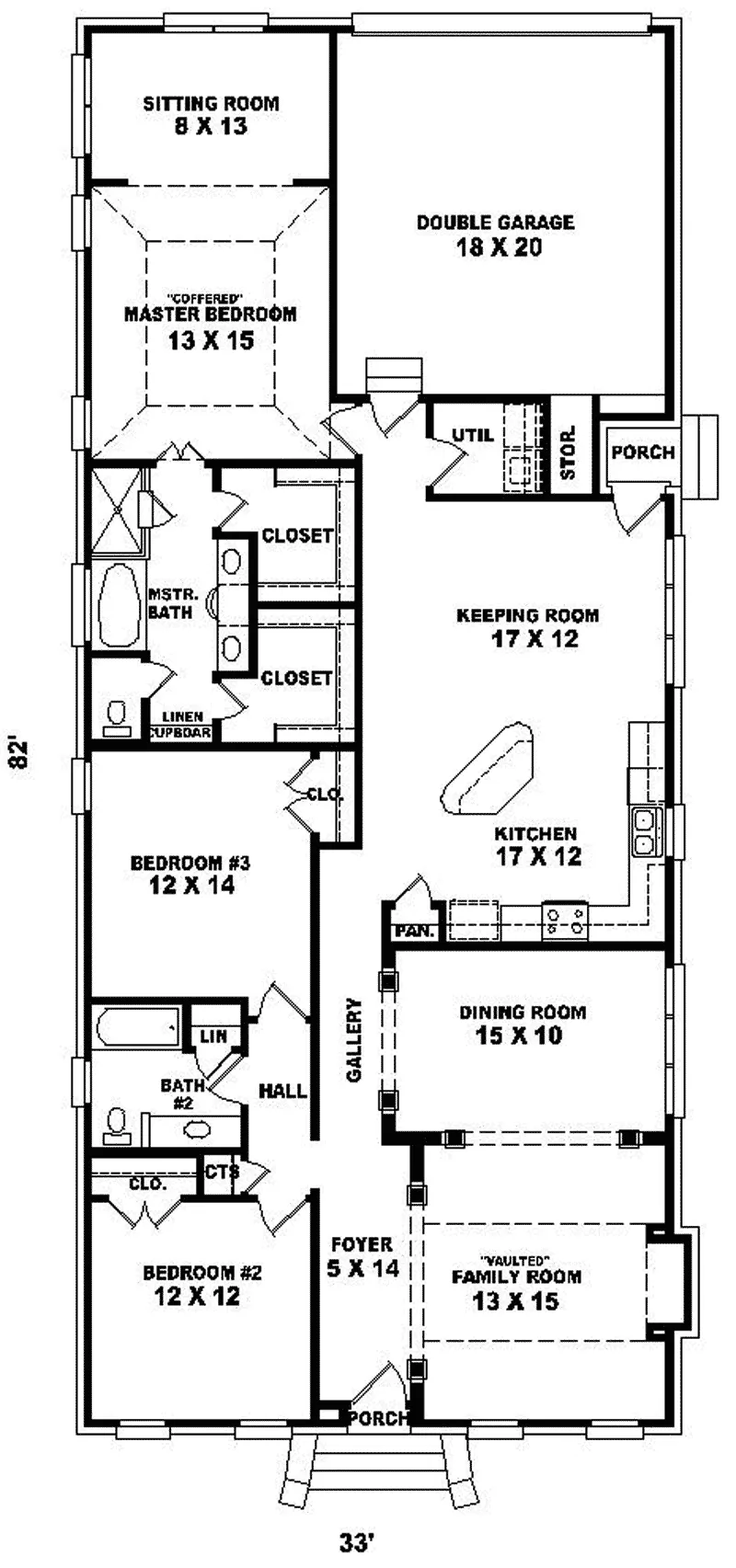 Traditional House Plan First Floor - Schubert Ranch Home 087D-0255 - Shop House Plans and More