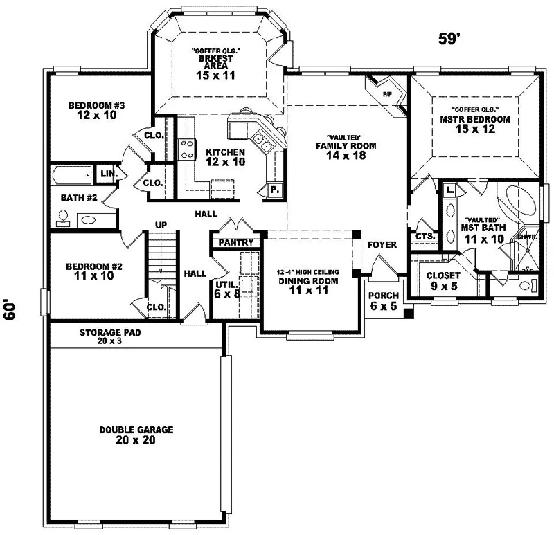 Country House Plan First Floor - Salavdor Traditional Home 087D-0290 - Shop House Plans and More