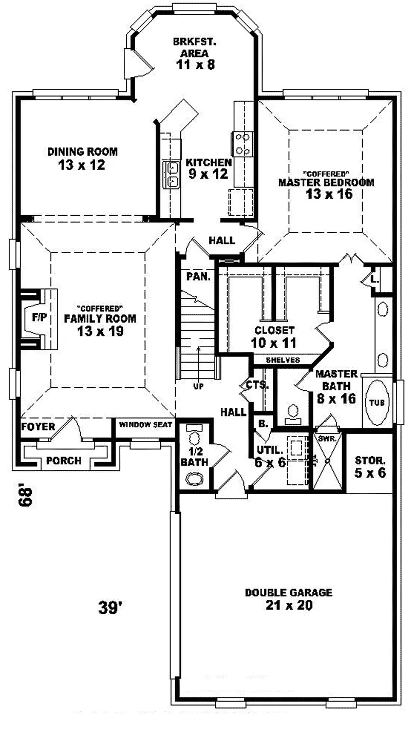 European House Plan First Floor - Callaway Traditional Home 087D-0334 - Search House Plans and More