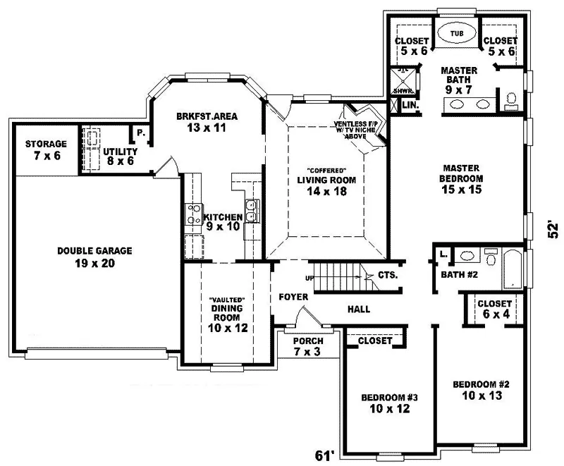 Southern House Plan First Floor - Deilmann Traditional Home 087D-0342 - Search House Plans and More