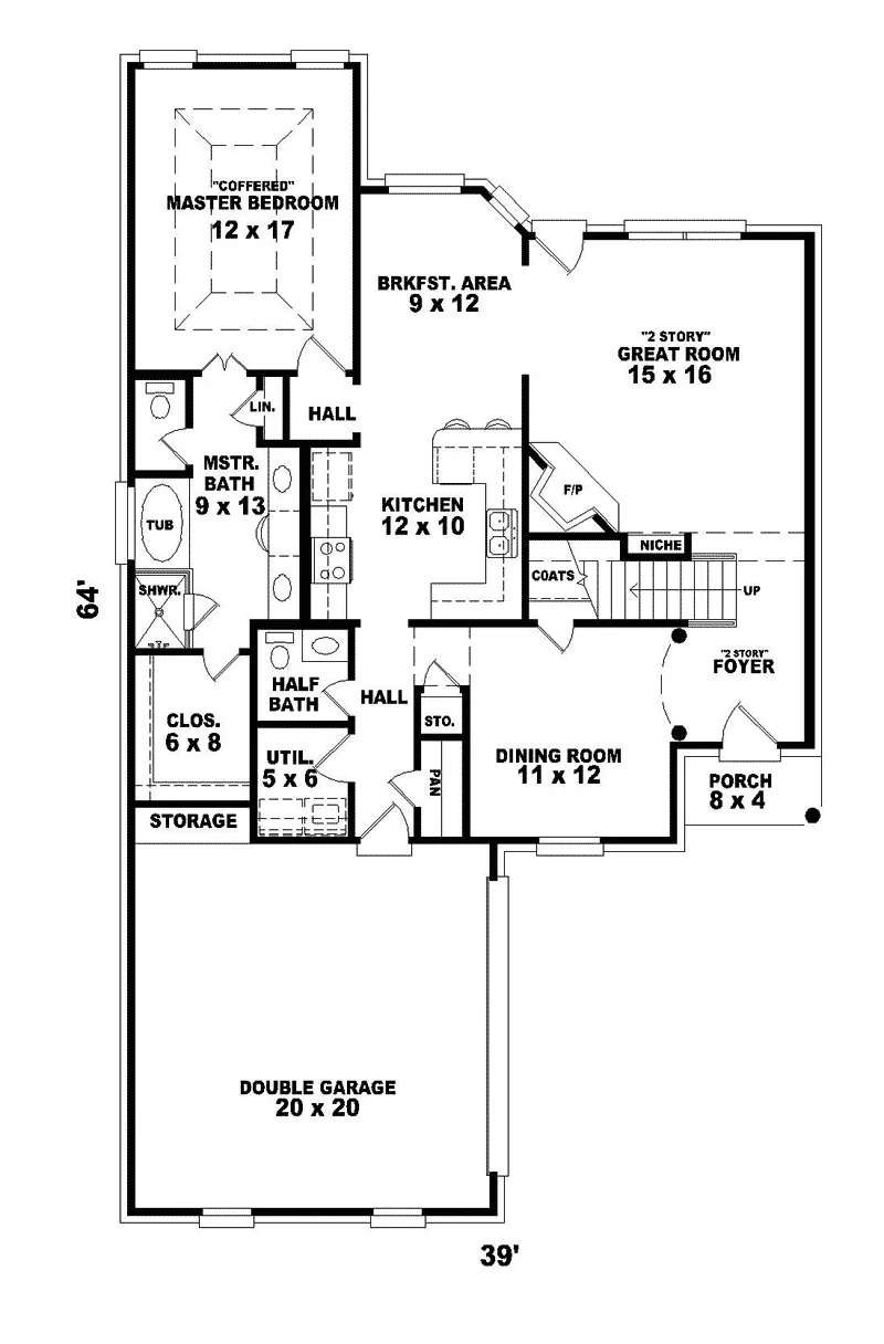 Colonial House Plan First Floor - Deer Run Cape Cod Home 087D-0359 - Search House Plans and More