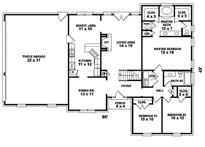 Colonial House Plan First Floor - Robin Meadow Southern Home 087D-0374 - Shop House Plans and More