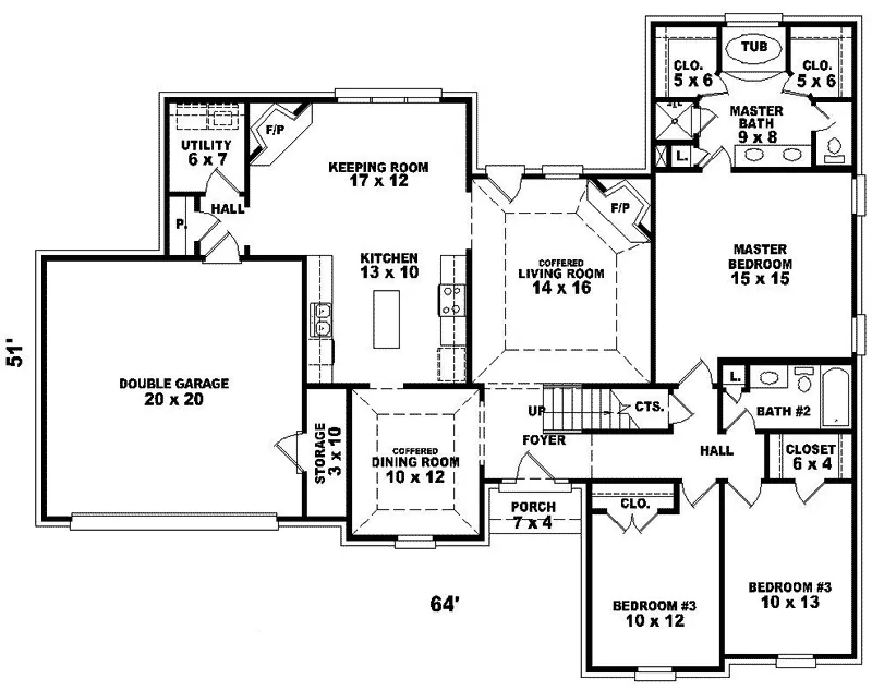Southern House Plan First Floor - Elmridge Colonial Style Home 087D-0402 - Search House Plans and More