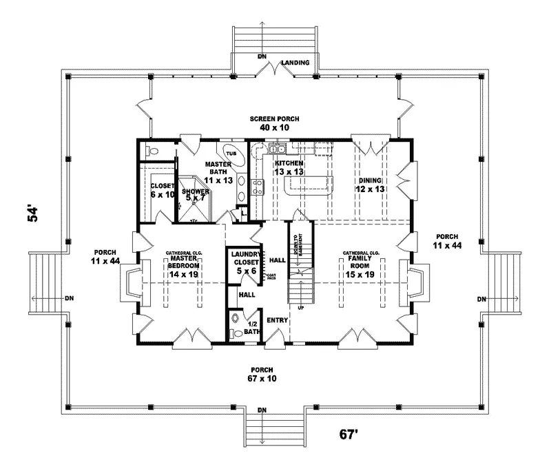 Acadian House Plan First Floor - Santenay Acadian Home 087D-0429 - Shop House Plans and More