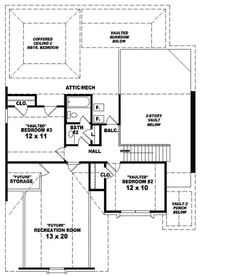 Craftsman House Plan Second Floor - Kauri Cliff Traditional Home 087D-0442 - Search House Plans and More