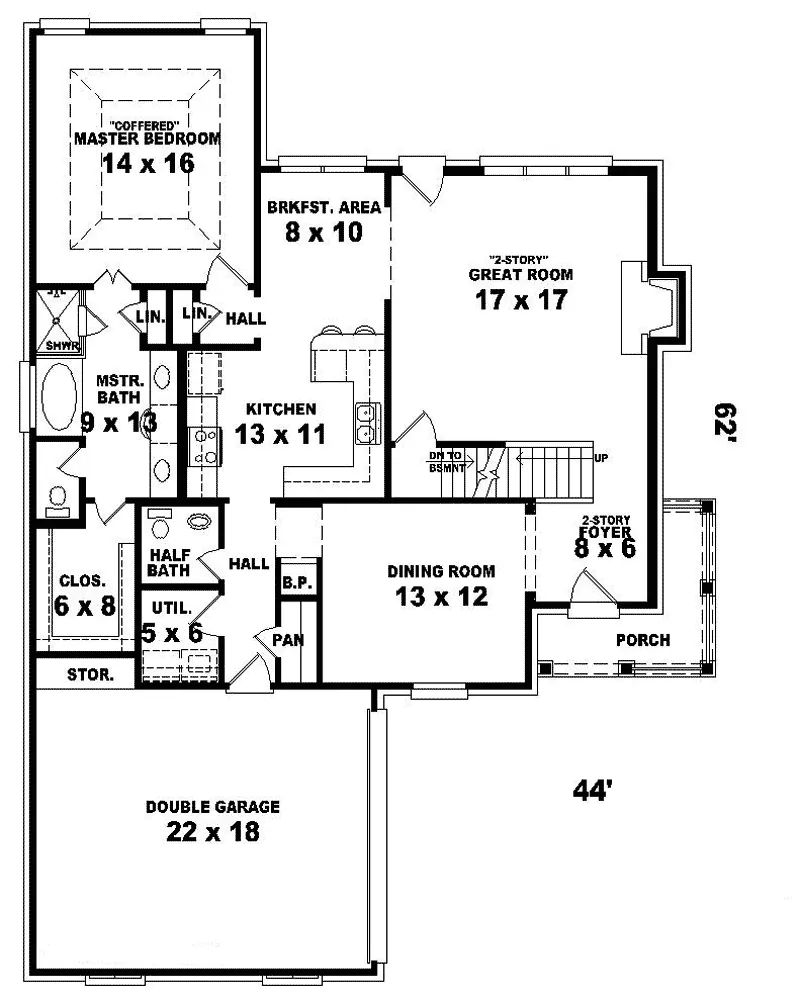 Colonial House Plan First Floor - Daphne Country Home 087D-0454 - Search House Plans and More
