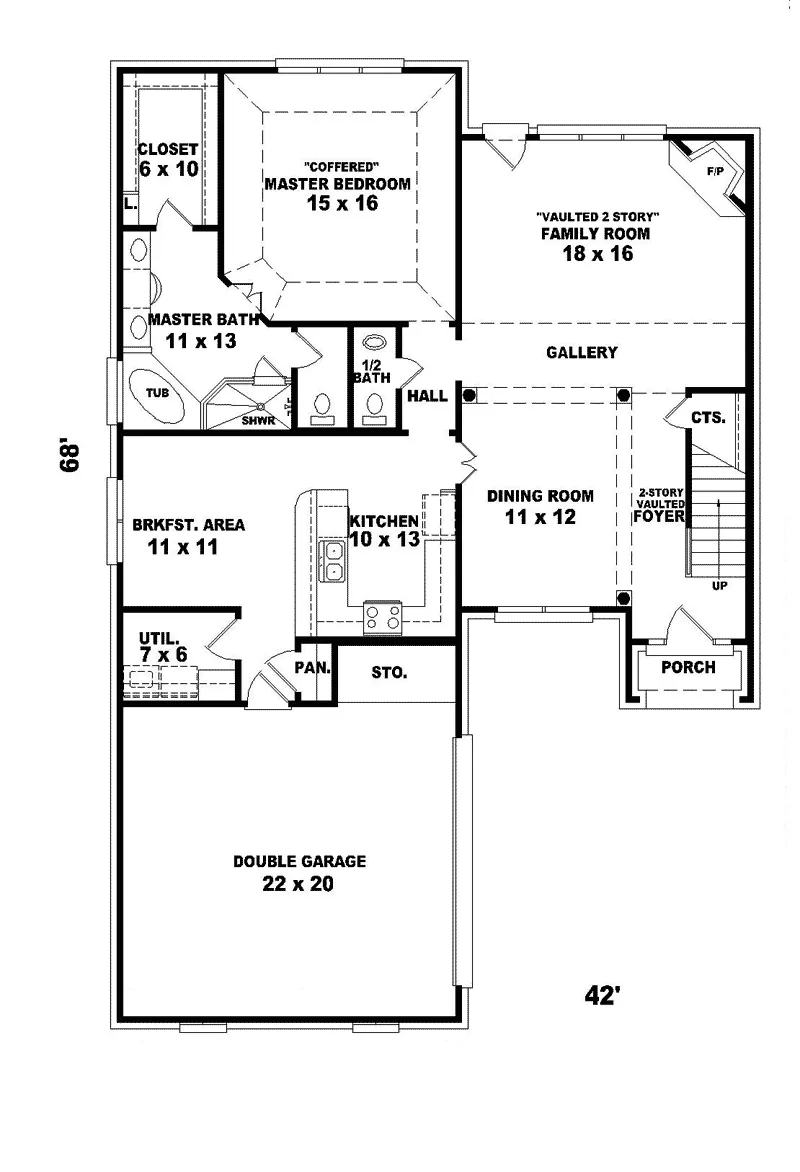 Traditional House Plan First Floor - Clausen Traditional Home 087D-0477 - Search House Plans and More
