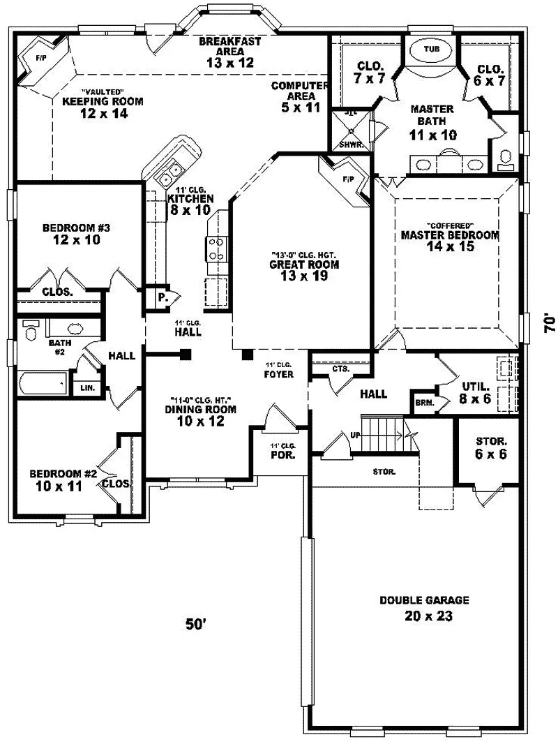 Country House Plan First Floor - Fontanne Ranch Home 087D-0491 - Search House Plans and More