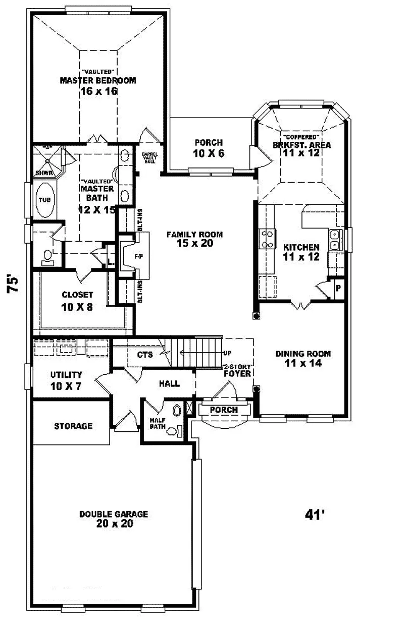 Tudor House Plan First Floor - Glaizewood European Home 087D-0539 - Search House Plans and More