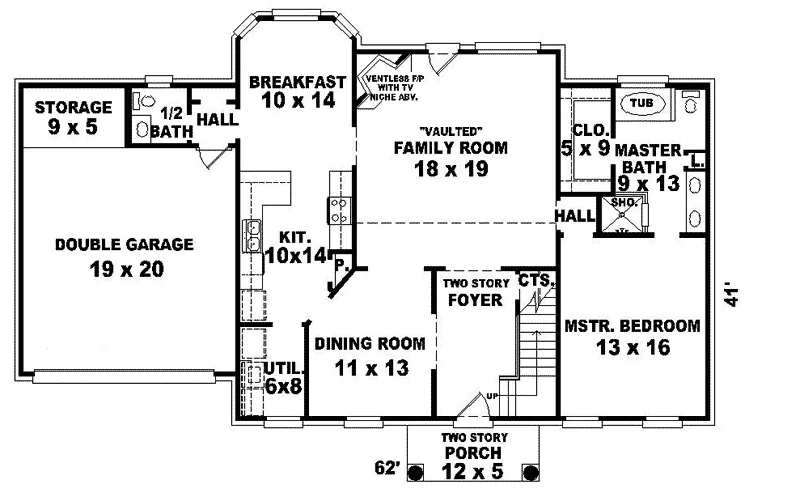 Southern House Plan First Floor - Lake Luzerne Traditional Home 087D-0562 - Shop House Plans and More