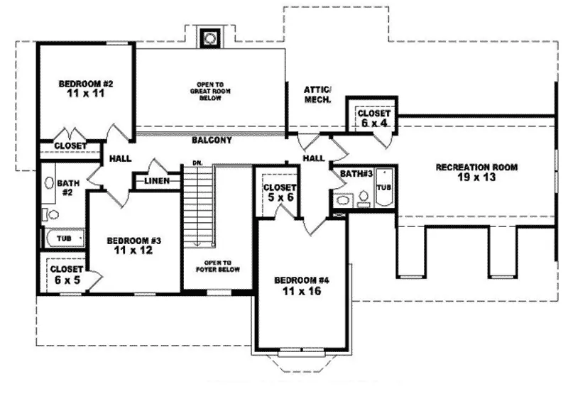 Southern House Plan Second Floor - Willis Country Home 087D-0592 - Shop House Plans and More