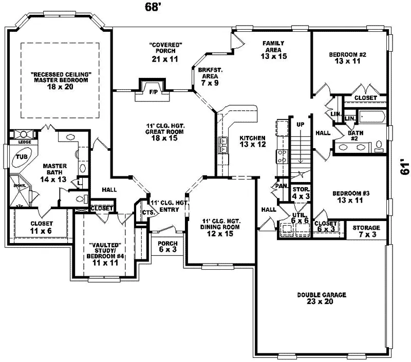 Southern House Plan First Floor - Griffin  Traditional Ranch Home 087D-0662 - Search House Plans and More
