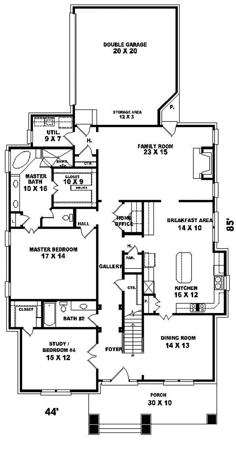 Southern House Plan First Floor - Melody Lake Shingle Style Home 087D-0693 - Shop House Plans and More
