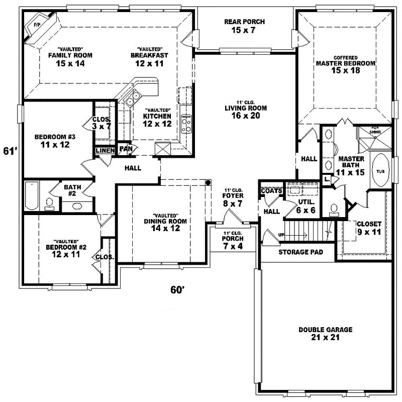 Southern House Plan First Floor - Hardley Southern Country Home 087D-0715 - Search House Plans and More
