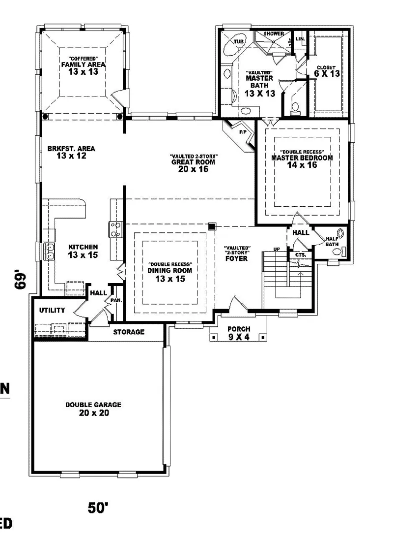 Country French House Plan First Floor - Westborough Place Southern Home 087D-0717 - Shop House Plans and More