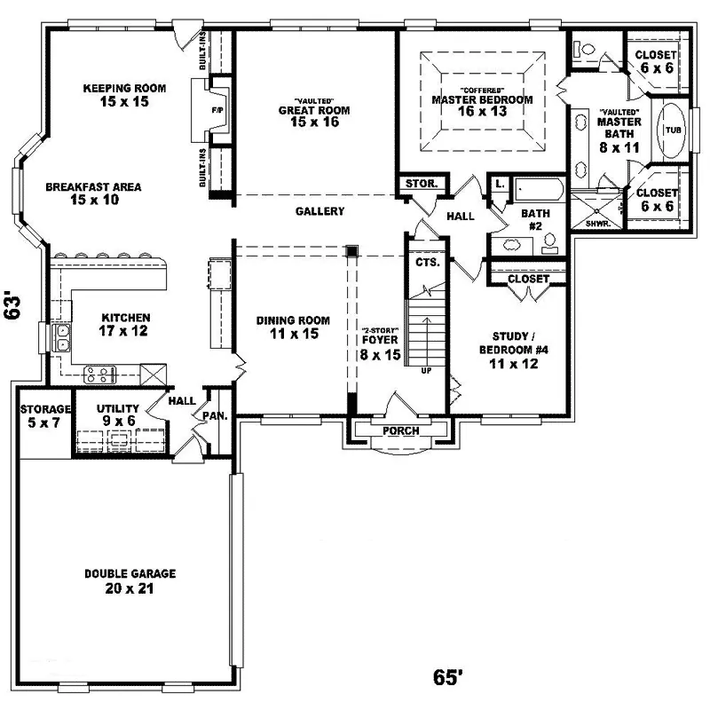 Southern House Plan First Floor - Purcell Point Traditional Home 087D-0803 - Shop House Plans and More