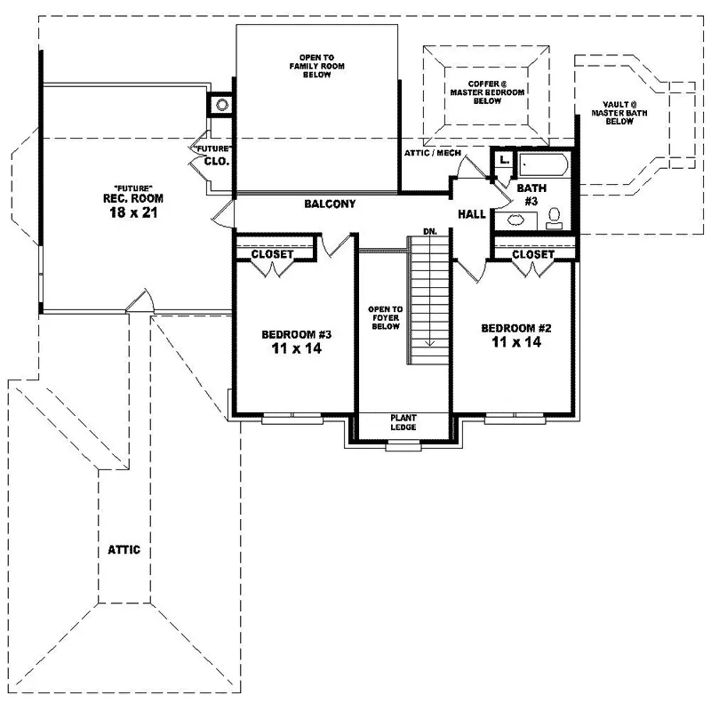 Southern House Plan Second Floor - Purcell Point Traditional Home 087D-0803 - Shop House Plans and More