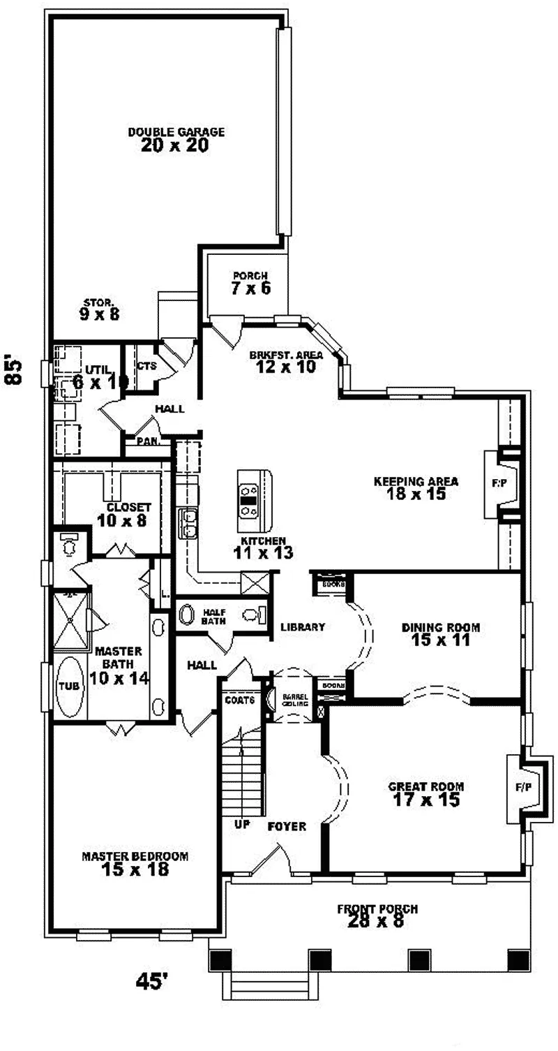 Arts & Crafts House Plan First Floor - Sunbridge Tudor Style Home 087D-0804 - Shop House Plans and More