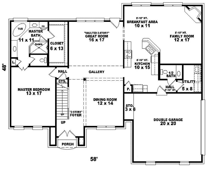 Southern House Plan First Floor - Lonedell Lake Southern Home 087D-0828 - Shop House Plans and More