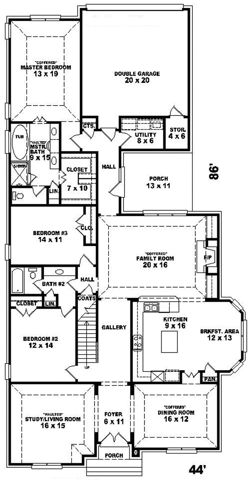 Traditional House Plan First Floor - Kingsgate Traditional Ranch Home 087D-0836 - Search House Plans and More