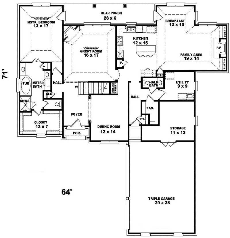 Southern House Plan First Floor - Sunny Terrace Traditional Home 087D-0842 - Shop House Plans and More
