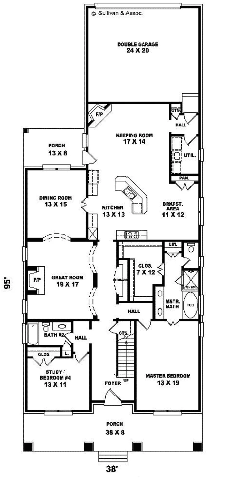 Waterfront House Plan First Floor - Alberta Farm Craftsman Home 087D-0876 - Search House Plans and More