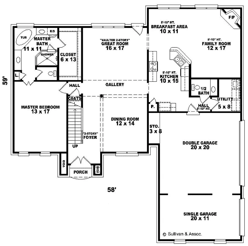 Colonial House Plan First Floor - Camberra Colonial Home 087D-0877 - Search House Plans and More