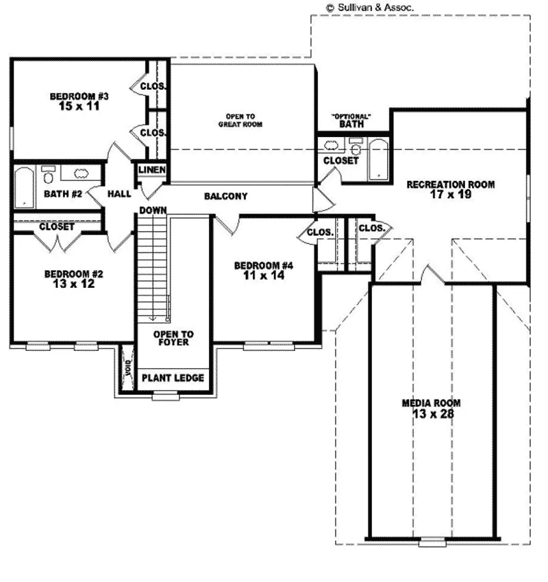 Colonial House Plan Second Floor - Camberra Colonial Home 087D-0877 - Search House Plans and More