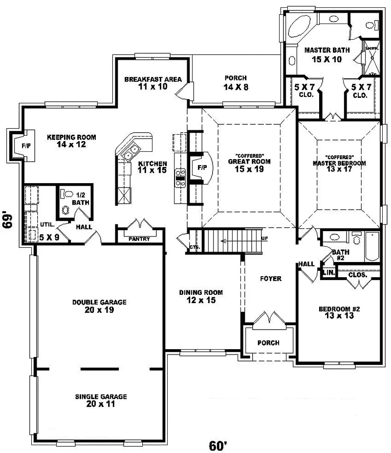 Country House Plan First Floor - Green Cliff Traditional Home 087D-0893 - Search House Plans and More