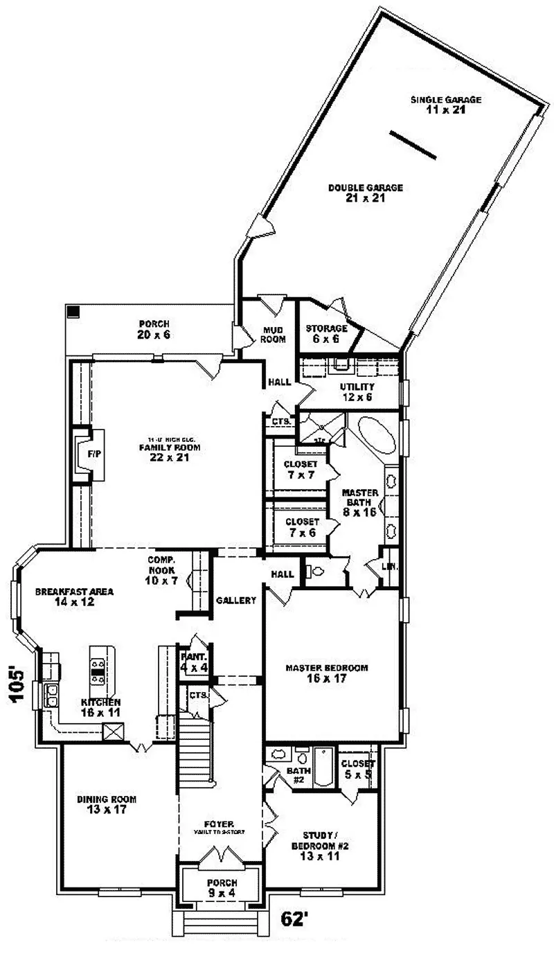 Traditional House Plan First Floor - Prairie Dunes European Home 087D-0908 - Shop House Plans and More