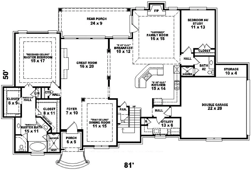 Luxury House Plan First Floor - Verona Forest Craftsman Home 087D-0933 - Shop House Plans and More