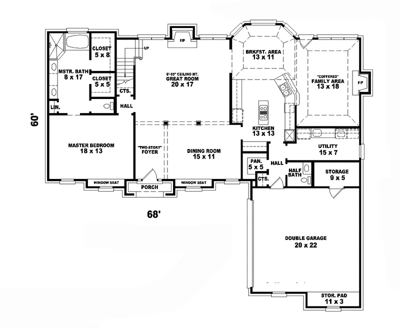 Southern House Plan First Floor - Camberly Colonial Home 087D-0957 - Search House Plans and More