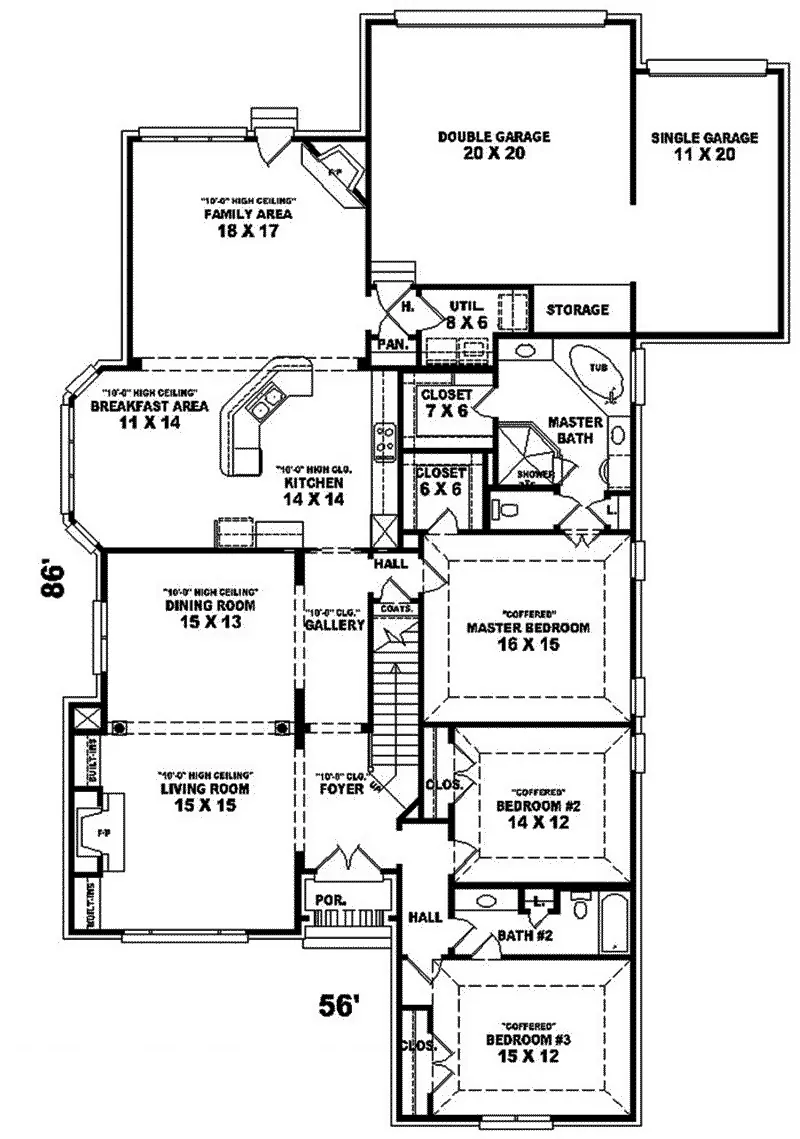 Colonial House Plan First Floor - Montand European Home 087D-0977 - Shop House Plans and More