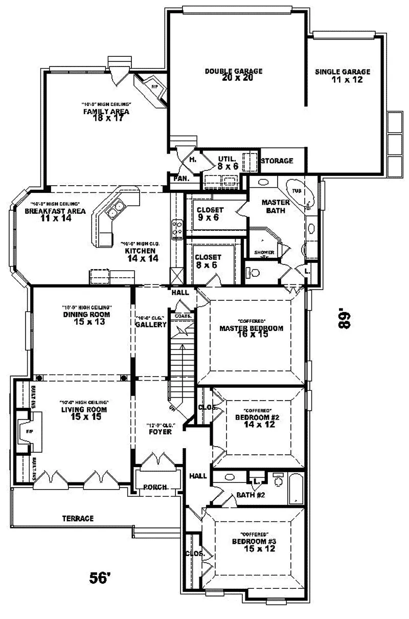 Country House Plan First Floor - Garvey Traditional Home 087D-0982 - Search House Plans and More