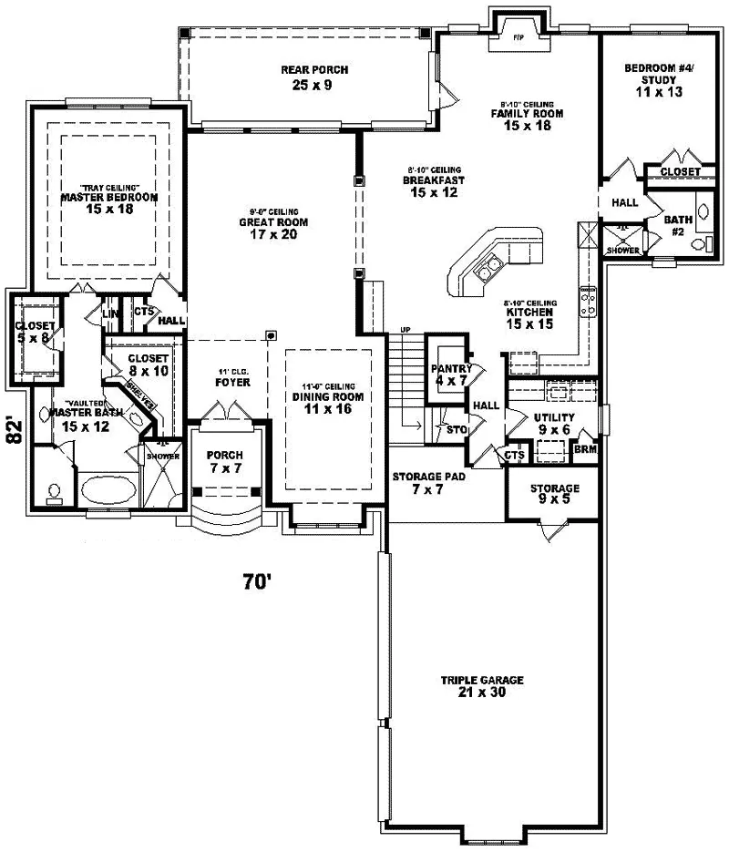 Country House Plan First Floor - Bentley Manor French Home 087D-1027 - Search House Plans and More