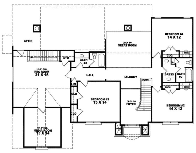 Traditional House Plan Second Floor - Makinac Georgian Home 087D-1045 - Shop House Plans and More