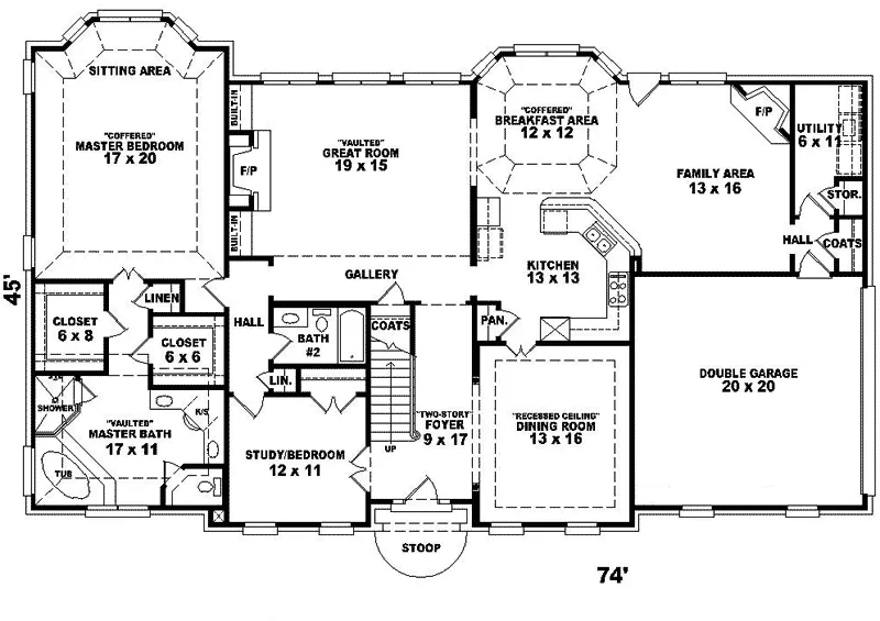 Traditional House Plan First Floor - Hardwood Georgian Style Home 087D-1046 - Search House Plans and More