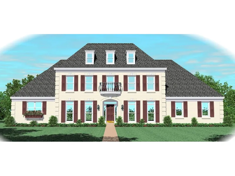 Colonial House Plan Front of Home - Hardwood Georgian Style Home 087D-1046 - Search House Plans and More