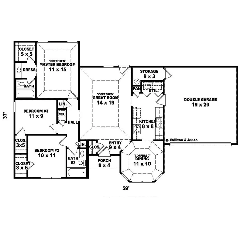 Ranch House Plan First Floor - Elm Park Victorian Country Home 087D-1224 - Search House Plans and More