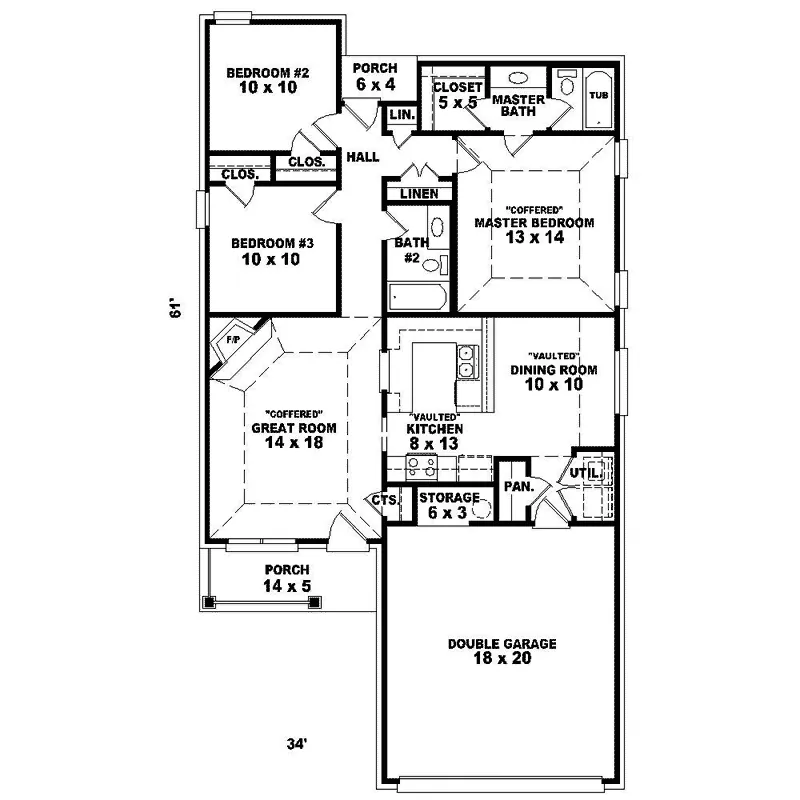 Traditional House Plan First Floor - Duclair Traditional Ranch Home 087D-1226 - Search House Plans and More