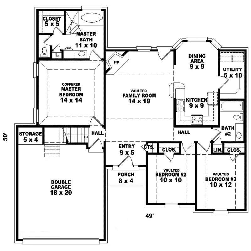 Country House Plan First Floor - Rosebrook Ranch Home 087D-1240 - Shop House Plans and More
