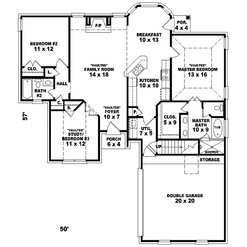 Southern House Plan First Floor - Villacrest Traditional Home 087D-1254 - Shop House Plans and More