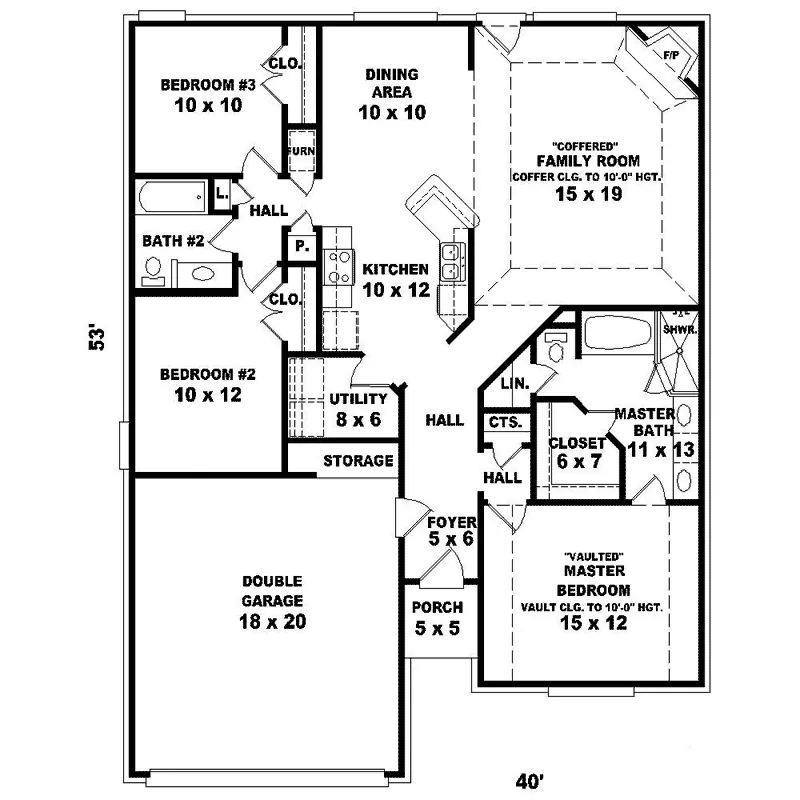 Ranch House Plan First Floor - Hastings Hill Narrow Lot Home 087D-1260 - Search House Plans and More