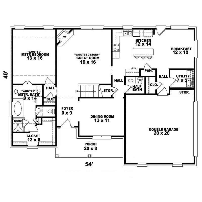 Southern House Plan First Floor - Dickson Place Country Home 087D-1261 - Search House Plans and More