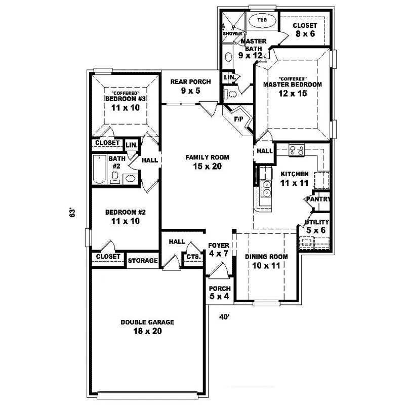 Southern House Plan First Floor - Dougherty Terrace 087D-1269 - Search House Plans and More