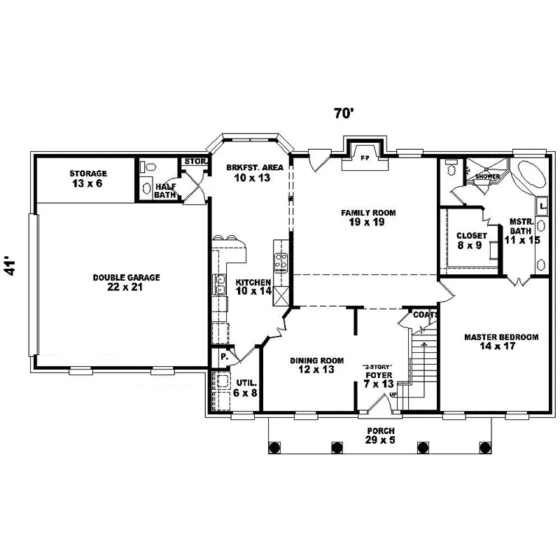 Plantation House Plan First Floor - Gillette Colonial Home 087D-1288 - Search House Plans and More